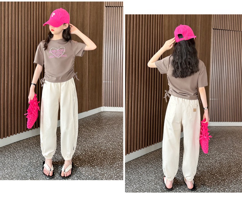 Kids Girls Summer Tees+Pants 2-piece Clothes